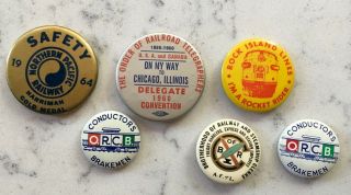 Vintage Group Pinback Pin Button Railroad Unions Rock Island Northern Pacific