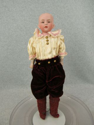 14 " Antique German Gebruder Heubach Bisque Head Boy Doll With Intaglio Eyes