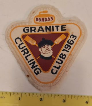 Rare Vintage Canadian (dundas,  Ont) " 1963 Granite Curling Club " Cloth Patch