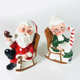 Vintage Japan Mr.  And Mrs.  Santa Claus Rocking Chair Salt And Pepper Shakers