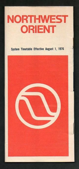 Northwest Orient Airlines System Flight Timetable & Route Map August 1,  1976