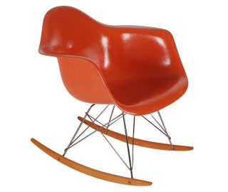 Orange - Herman Miller Eames Fiberglass Lounge Rocking Chair Mid Century Modern