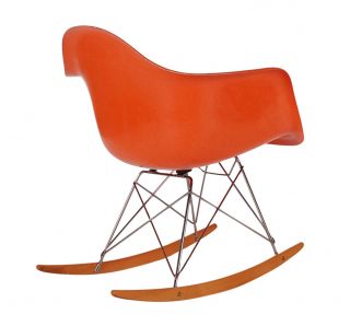 ORANGE - Herman Miller Eames Fiberglass Lounge Rocking Chair Mid Century Modern 3