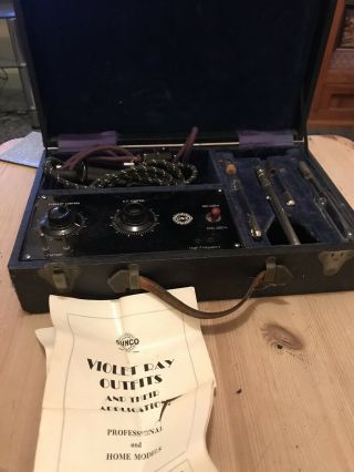 Vintage Sunco Violet Ray Machine With Wand And Electrodes.
