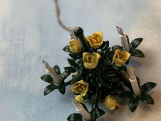 Vintage Miniature Dollhouse ARTISAN Metal Sculpted Yellow Rose Chandelier Wired 3