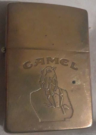 Vintage 1932 - 1992 Zippo Tuxedo Joe Camel Cigarettes Solid Brass Lighter Case Tah
