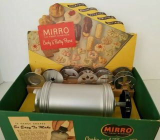 Vintage Mirro Cookie Press And Pastry Decorator 12 Discs 3 Tips
