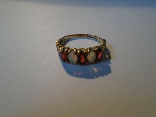 Antique 9ct Gold Ring With Amethysts And Opals Size N/o 2.  5 Grams