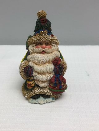 Vintage Crinkle Claus Santa With Lantern & Bag 4.  5 " H Figurine 657229 1994