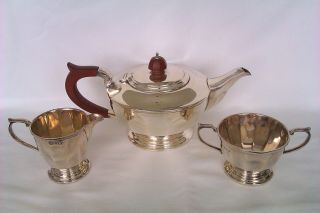 Vintage Solid Silver 3 Piece Tea Set Mappin & Webb 1958 956 Grams