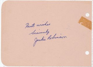 Jackie Robinson Vintage Rookie Era Signed Autograph Album Page Jsa Loa Ca 1940 