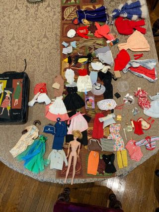 Barbie Doll Vintage Collector’s Dream W Case And Dozens Of Og Outfits 1961