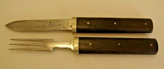 Antique Stag Horn Handle Campaign Knife And Fork Set Made By Bonsa