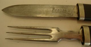 Antique stag horn handle campaign knife and fork set made by Bonsa 2