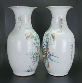 PAIR FINE LARGE 42.  5cm Chinese Porcelain Famille Rose Vases 19/20th C 3