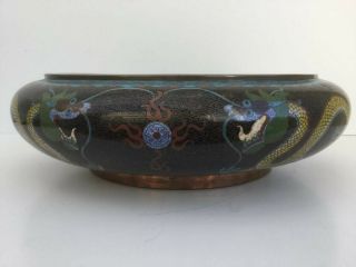 Antique Chinese Cloisonne Bowl Imperial Dragon Design From Qing Dynasty