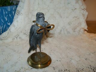 Vtg " Petites Choses " Detailed Metal Black Bird Brass Base Figurine Vase Holder