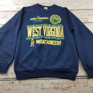 Vintage 90s Wvu West Virginia University Mountaineers Crewneck Sweatshirt L