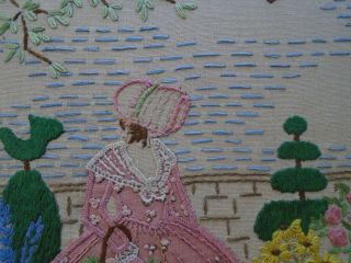 Antique Embroidery Crinoline Lady Circa 1890 - 1930 2
