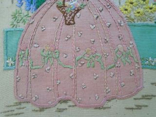 Antique Embroidery Crinoline Lady Circa 1890 - 1930 3