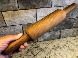 Vintage Wood Wooden 14 " One Piece Rolling Pin Kitchen Decor Baking Collectible
