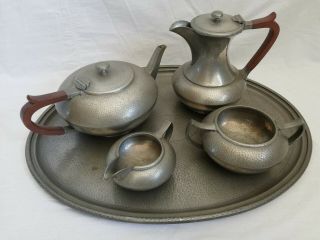 James Dixon & Sons Cornish Pewter Tea / Coffee Set With Tray [a175]