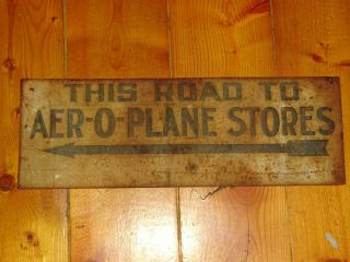 Vintage Tin Sign This Road To Aer - O - Plane Stores Early Country Store Advertising
