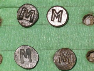 4 Different Buffalo,  Rochester,  And Pittsburgh Rr Tie Date Letter Nails M For Ma