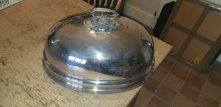 Large Antique 19th C Silver Plated Meat Dome / Cloche 45cm