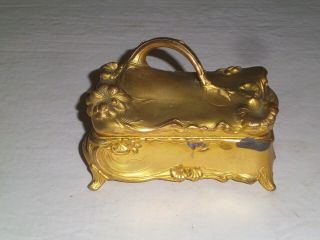 Antique Vintage W B MFG Co Art Nouveau Jewelry Box Casket Trinket Footed 2