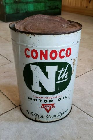 Vintage Conoco Nth Continental Oil Co.  5 Quart Motor Oil Can