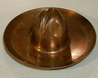 Vtg In The Style Of Fred Harvey Spun Copper Cowboy Hat Ashtray Denver Colorado