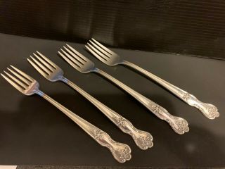 Vintage Wm Rogers Mfg Co Silverplated Lunch Forks (4) Magnolia/inspiration 1951
