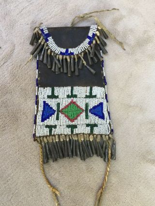 Antique Beaded Plains Indian Strike A Lite Bag Pouch Native American