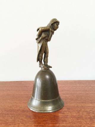 Antique Bronze Hand Bell with the Figure of a Page Boy Footman 18 or 19 Century 3