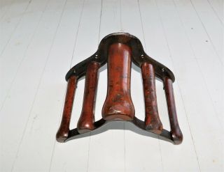 Vintage Cast Iron & Wood Horse Saddle Rack / Bracket,  Possibly J.  L.  Mott