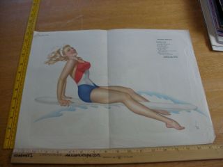 Surfing Girl Sexy Dempsey Firpo Varga Photo Pin - Up Vintage 1940s 17x13.  5