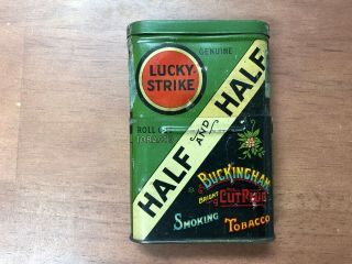 Vintage 1930 Lucky Strike Half And Half Pocket Tobacco Tin 2 Piece Buckingham