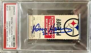 1972 Afc Division Playoff Immaculate Reception Ticket Franco Harris Auto Signed