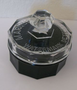 Vintage Marquette Watermark Detector For Stamps Black Glass 2pc Jar