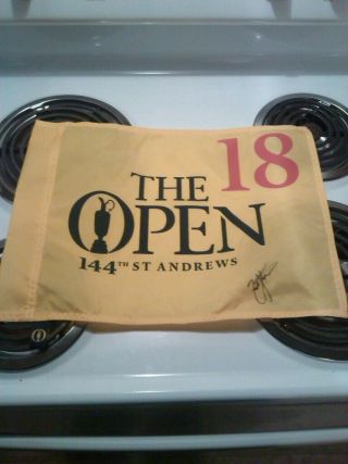 Zach Johnson Pga Golf Signed 2015 British Open St.  Andrews Official Pin Flag