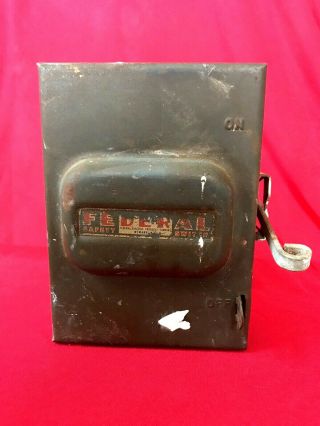 Vintage Federal Metal Fuse Box Switch Lever Union Made Newark Nj