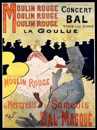 Ad Vintage Lautrec Moulin Rouge La Goulue Mask Ball Canvas Art Print