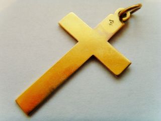Vintage 9ct Gold Cross Pendant Lovely Inlaid Design & Detail 3