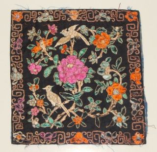 Antique Chinese Hand Embroidery Silk Wall Hanging Tapestry 27x27cm (x576)