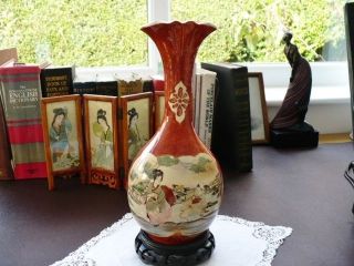 19th C Oriental/japanese Meiji Period Kutani Vase - Single Gourd,  Flared Neck