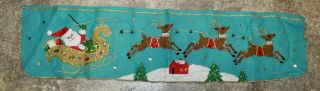 Vintage Felt Bucilla Christmas Wall Hanger Banner Santa And Reindeer Complete