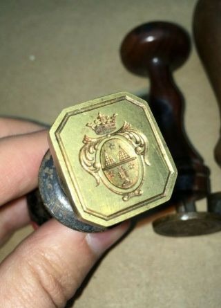 Antique 18th - 19th Century Lacquer Wax Seal,  Coat Of Arms.  Royal Nobel Family