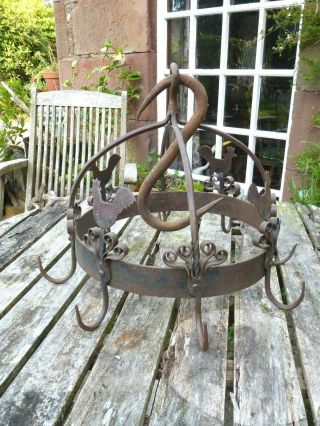 Vintage Wrought Iron Game Hanging Ring And Butcher 