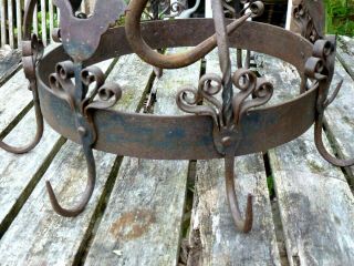 Vintage Wrought Iron Game Hanging Ring And Butcher ' s S Hook Blacksmith Made. 2